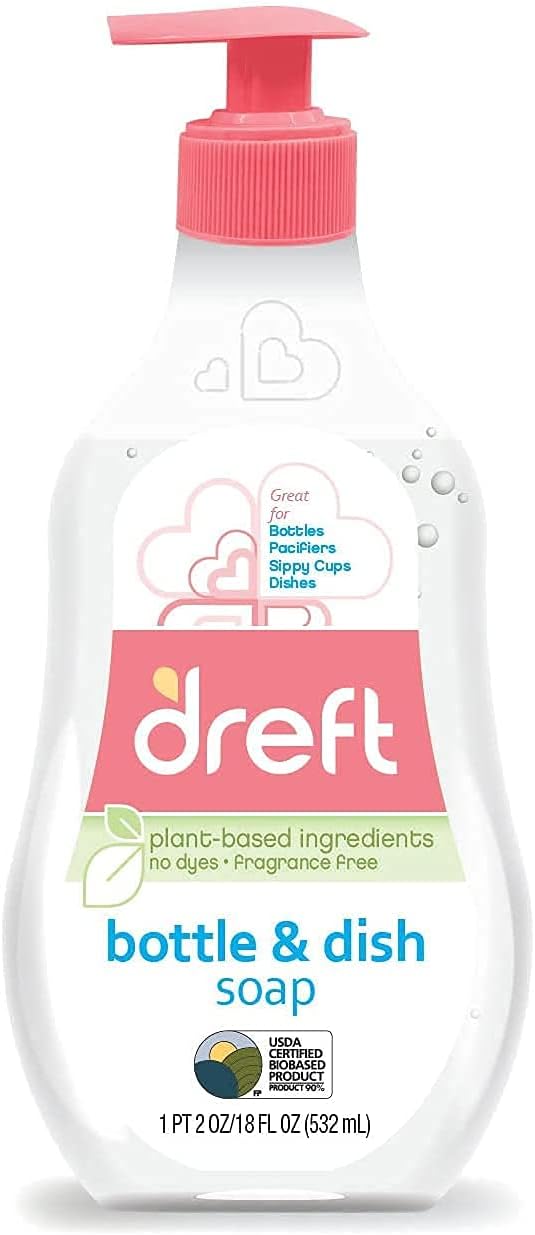 Dreft Dish Soap, Plant Based, Fragrance Free, 18 Fl Oz (Pack of 1) : Health & Household