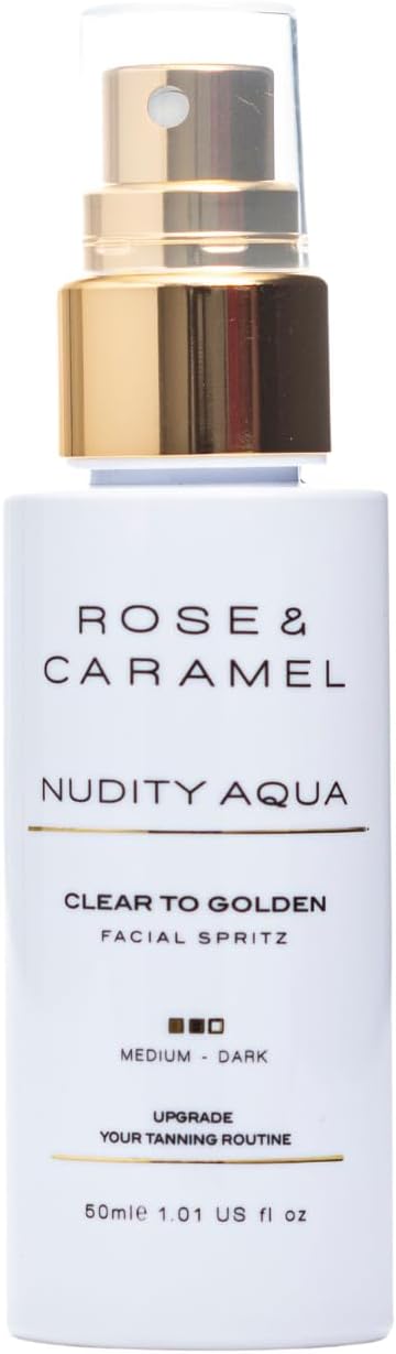 Rose & Caramel Nudity Aqua Face Tanning Water - Gradual Self Tanner For Medium To Dark Skin Tones, 50Ml