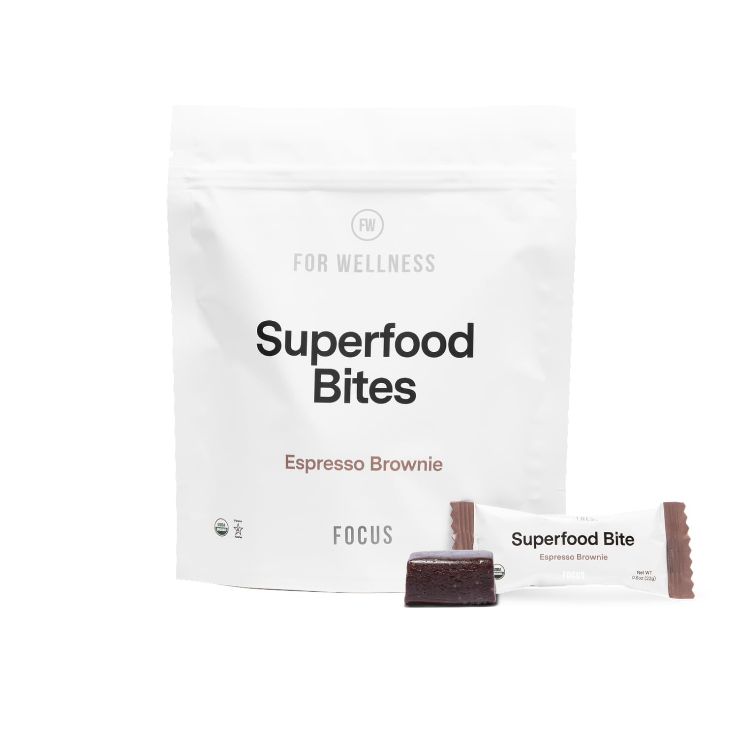 For Wellness Superfood Focus Bites (10 Count), Cocoa Espresso Brownie – Reduces Fatigue, Improves Digestion & Support Brain Function