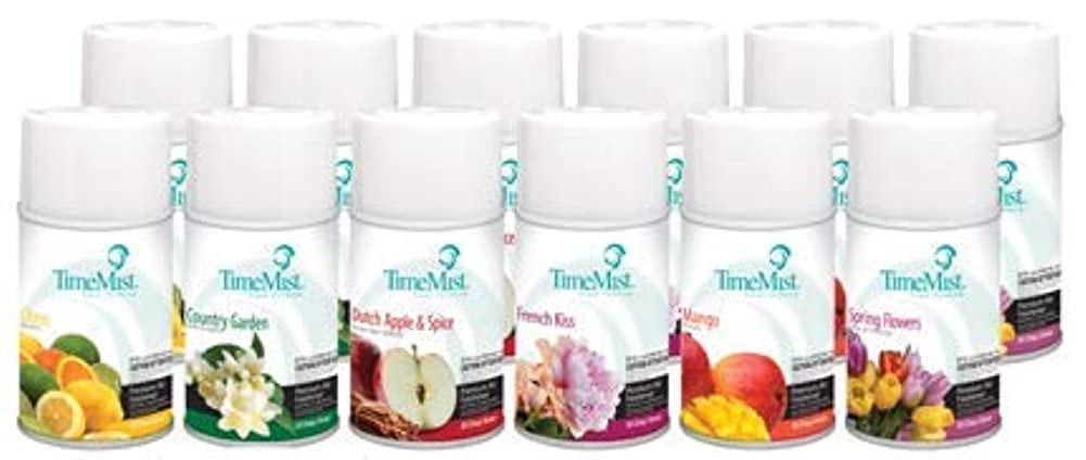 TimeMist Premium Quality Assorted Freshener Refills 1043978 (Pack of 12) Great for Restrooms, Locker Rooms and more!