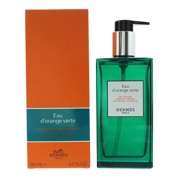 Hermes Eau D'Orange Verte Hair And Body Shower Gel 200Ml 6.5 Fluid Ounce Glass Bottle With Pump [Refillable] : Beauty & Personal Care