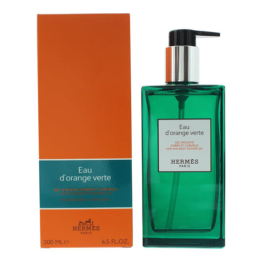 Hermes Eau D'Orange Verte Hair And Body Shower Gel 200Ml 6.5 Fluid Ounce Glass Bottle With Pump [Refillable] : Beauty & Personal Care
