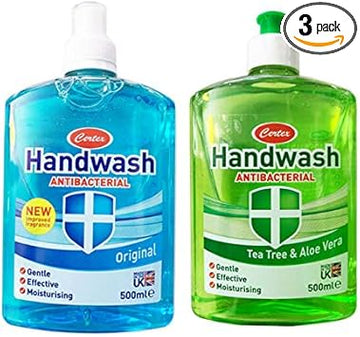 Certex Antibacterial Hand Wash 2 X 500Ml Original And Tea Tree & Aloe Vera. Anti Bac Made In The Uk For Clean Hands