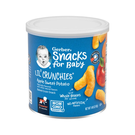 Gerber Lil' Crunchies Whole Grain Apple And Sweet Potato Flavored, Non Gmo, Crawler Stage And Up (1.48 Ounce (Pack Of 12))