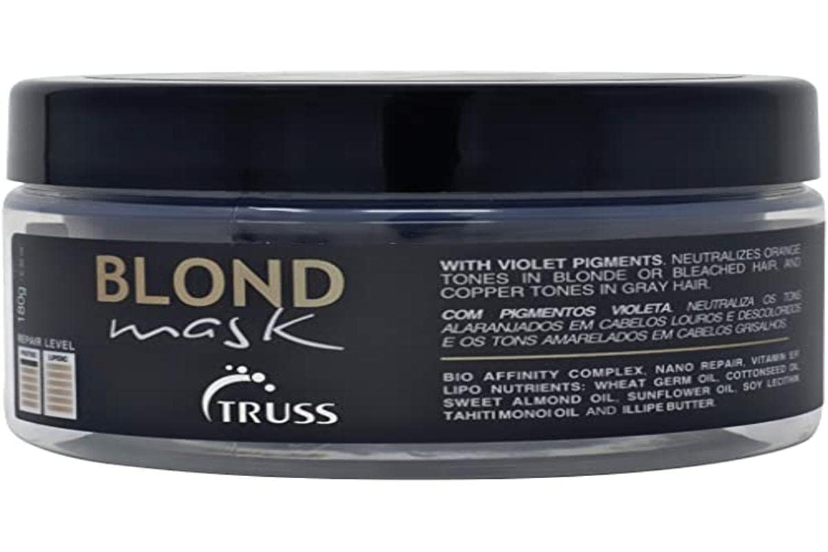 TRUSS Blond Mask - Hydrating Blonde Hair Mask + Purple Toner for Brassy Hair - Neutralizes Orange + Yellow Tones on Blonde, Bleached + Gray Hair - (6.35 oz) : Beauty & Personal Care