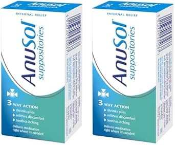 Anusol, Suppositories Treatment For Haemorrhoids Shrinks Piles Relieves Discomfort And Soothes Itching, 12 Suppositories (Pack Of 2)