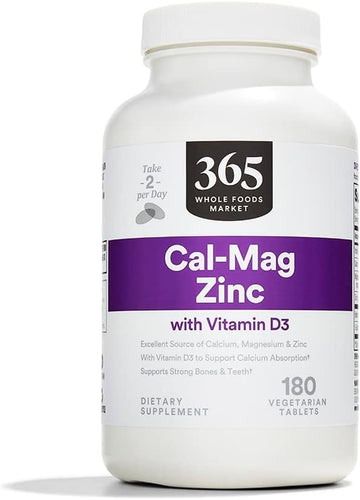 365 By Whole Foods Market, Cal-Mag-Zinc Vitamin D3, 180 Count