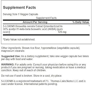 Swanson Boswellia Serrata Extract 125 Milligrams 60 Veg Capsules