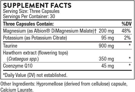 Thorne Heart Health Complex - With Coq10, Taurine And Hawthorn - Coenzyme Q10 Supplement With Minerals, Amino Acids, And Botanicals - 90 Capsules