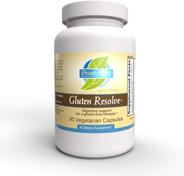 Priority One Vitamins Gluten Resolve 90 Vegetarian Capsules - Digestive Support for a Gluten Free Lifestyle.* Tolerase?G is scientifically Proven to Digest proline-Rich Gluten epitopes