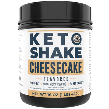 16Oz Cheesecake Keto Meal Replacement Shake - Low Carb Keto Protein Powder Mix, High Fat Protein Shake With Mcts From Coconut Oil Powder, Collagen Peptides And Real Usa Cream Cheese - 2 Net Carbs