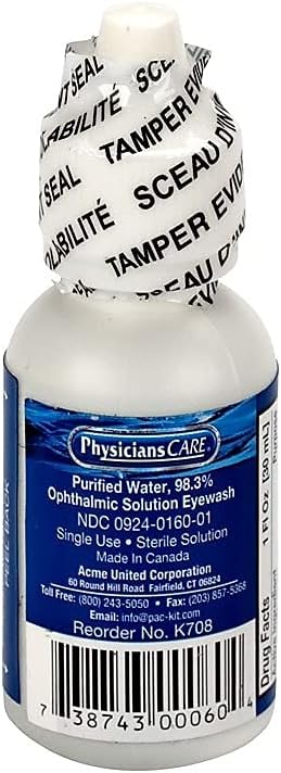 First Aid Only 7-008 Emergency Eye Wash Solution, 1 Oz. Bottle, White