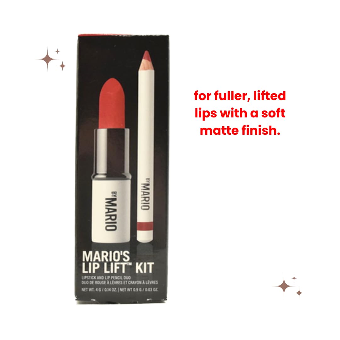Makeup By Mario Mario'S Lip Lift Kit - Power Red: Ultra Suede Lipstick In Alicia And Sculpting Lip Pencil In Niels : Beauty & Personal Care