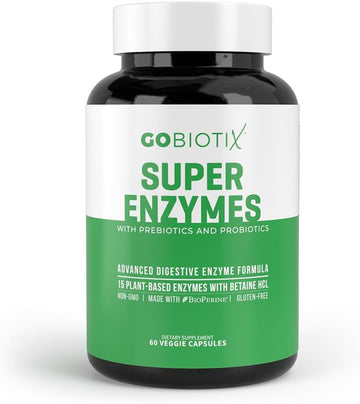 Super Enzymes Supplement - Digestive Enzymes With Prebiotics And Probiotics For Women And Men - Supports Gut Health, Gluten Digestion, Lactose Absorption, Plant Based Dietary Pills - 60 Capsules