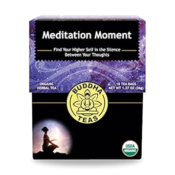 Buddha Teas - Organic Meditation Moment Tea - Herbal Tea - For Health & Wellbeing - With Antioxidants & Minerals - Clean Ingredients - Caffeine Free - Ou Kosher & Non-Gmo - 18 Tea Bags (Pack Of 1)