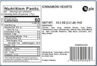 Yupik Cinnamon Hearts Candy, 2.2 Lb