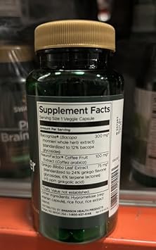 Swanson Pure Brainpower Brain Health Cognitive Memory Focus Support Brain-Derived Neurotrophic Factor (BDNF) Herbal Supplement (Ginkgo Biloba, Bacopa Monnieri) 60 Veggie Capsules (Veg Caps) (2 Pack) : Health & Household