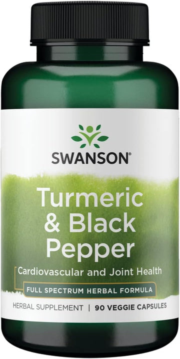 Swanson Premium- Turmeric '&' Black Pepper - Antioxidant, Digestion '&' Joint Support - 90 Veg Caps