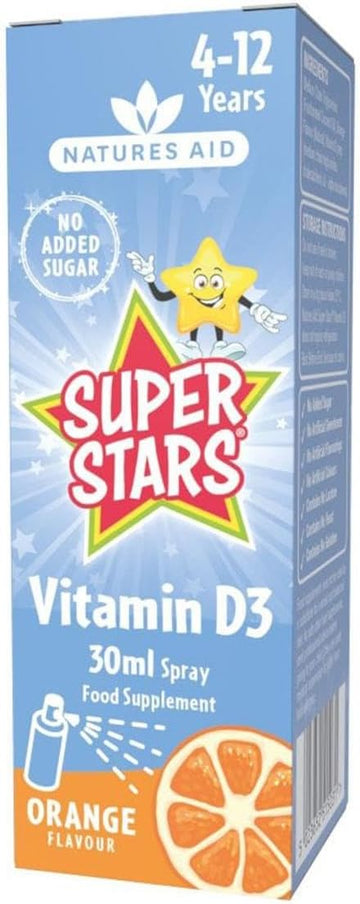 Natures Aid Super Stars Multivitamin & Minerals - Immune Support, Growth & Development - Natural Fruit Flavour Multi-Vitamins For Kids Aged 4-12 Years - Vegan Non-Gmo Gluten-Free - 60 Chewable Tablets
