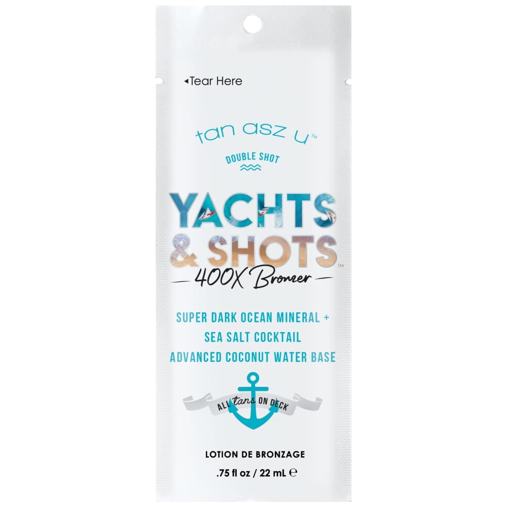 3 Packets Yachts & Shots 400X Double Shot Bronzer Super Dark Ocean Mineral & Sea Salt Cocktail .75Oz Each