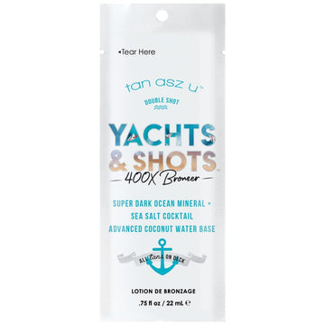 3 Packets Yachts & Shots 400X Double Shot Bronzer Super Dark Ocean Mineral & Sea Salt Cocktail .75Oz Each