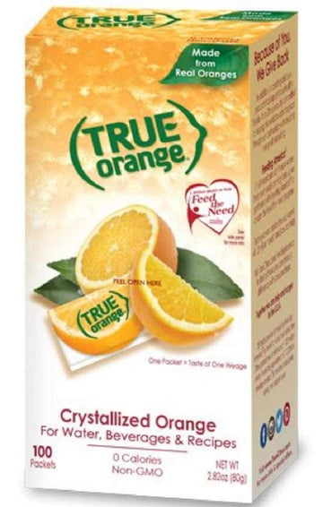 True Orange Water Enhancer, Bulk Dispenser Pack - 100 Count (Pack Of 1)| Zero Calorie Flavoring | For Water, Bottled Iced Tea & Recipes Flavor Packets Made With Real Oranges