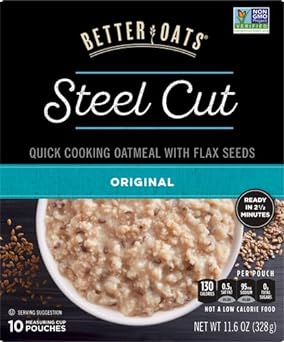 Better Oats Steel Cut Classic Instant Oatmeal With Flax 10 Ct Box, fruit, 11.6 Ounce : Books