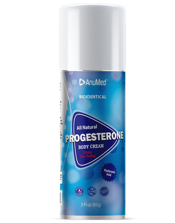 ANUMED - All Natural (P25) Bioidentical Progesterone Cream 1750mg (2.5%) with Hyaluronic Acid and E for Beautiful Skin Care During Menopause Relief. Balancing Cream for Mood Swings, 3oz (Package May