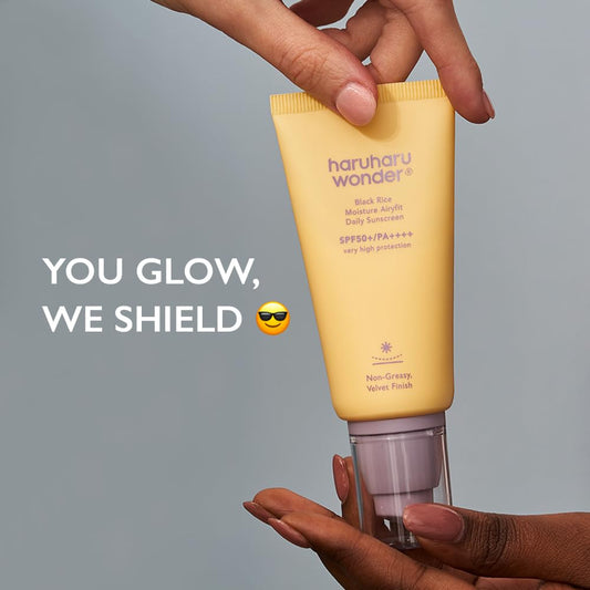 Haruharu Wonder Black Rice Moisture Airyfit Daily Sunscreen 1.69Fl.Oz - Velvet Finish, No White Cast, Hydrating, Moisturizing, Korean Skin Care, Vegan, Clean Beauty