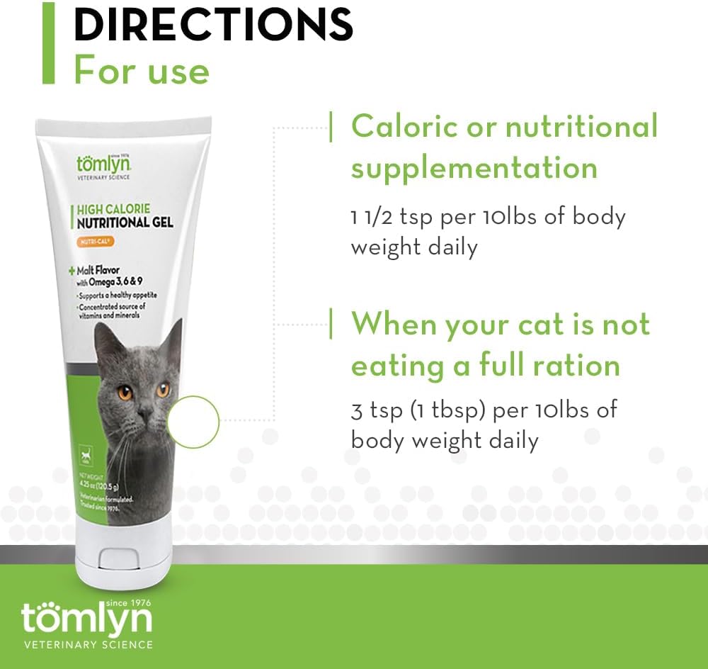 Tomlyn High Calorie Nutritional Gel for Cats, (Nutri-Cal) 4.25 oz : Pet Multivitamins : Pet Supplies