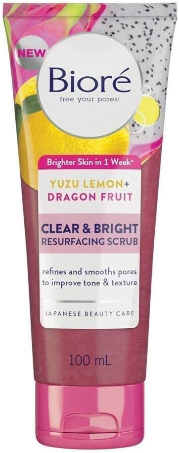 Bioré Clear and Bright Yuzu Lemon + Dragon Fruit Resurfacing Scrub Exfoliator, 100 ml : Amazon.co.uk: Beauty