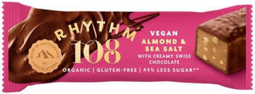 Rhythm 108 Vegan Almond & Sea Salt With Creamy Swiss Chocolate Bar, 33G