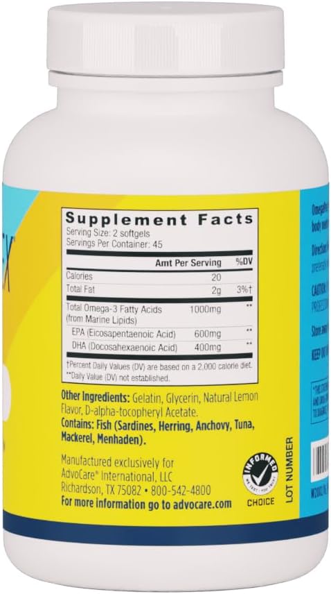 Advocare Omegaplex Dietary Supplement - Omega 3 Supplement With Dha & Epa - Essential Fatty Acid To Support Immune, Metabolism & Heart Health* - Aids Healthy Skin, Nails & Hair - 90 Softgels