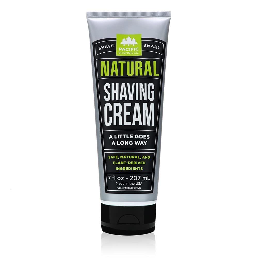 Pacific Shaving Company Natural Shaving Cream - Shea Butter + Vitamin E Shave Cream For Hydrated Sensitive Skin - Clean Formula For A Smooth, Anti-Redness + Irritation-Free Shave Cream (7 Oz)