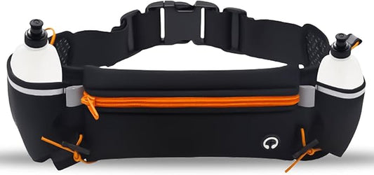 Running Waist Bag with Water Bottles – Waterproof Sports Fanny Pack with Phone Holder & Adjustable Strap