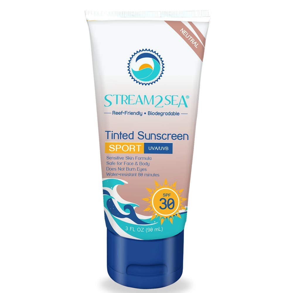 STREAM 2 SEA Tinted Sunscreen with SPF 30 All Natural, Biodegradable and Reef Safe| 3 Fl oz Non Greasy and Moisturizing Mineral Sunscreen For Face and Body Protection Against UVA and UVB
