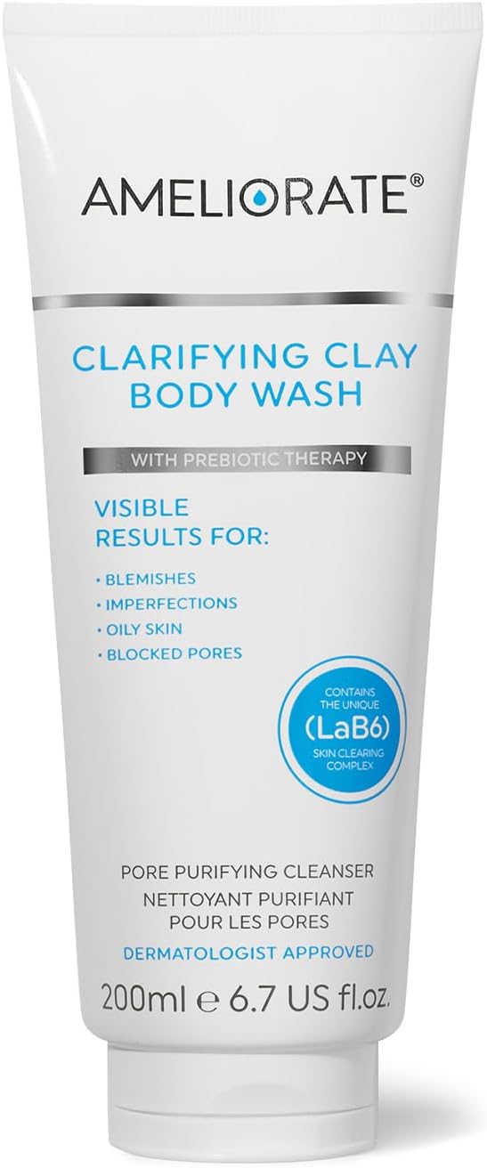 Ameliorate Clarifying Clay Body Wash 200Ml | Lab6, Hylauronic Acid, Inulin | Dermatologically Tested