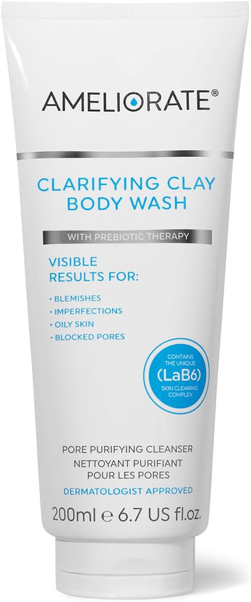 Ameliorate Clarifying Clay Body Wash 200Ml | Lab6, Hylauronic Acid, Inulin | Dermatologically Tested