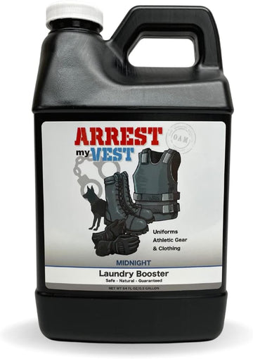 Arrest My Vest Military Grade Laundry Booster Deodorizer For Strong Odor to Get The Sweat Smell Out of Clothes, Uniforms, Police Gear, and All Fabrics - Midnight Scent- 1 64oz Bottle Laundry Supplies