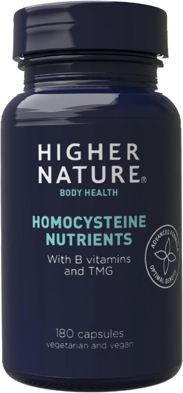 Higher Nature – Homocysteine Nutrients - H Factors - Improved Energy - Healthy homocysteine - Unique Blend of B Vitamins & TMG - Vegetarian & Vegan - 180 Capsules