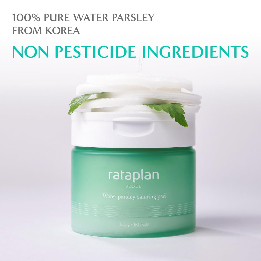 Rataplan Water Parsley Calming Pad, Hypoallergenic Soothing Pad, Dead Skin Care, Replenish Moisture, Korean Skincare 60Pads 280G