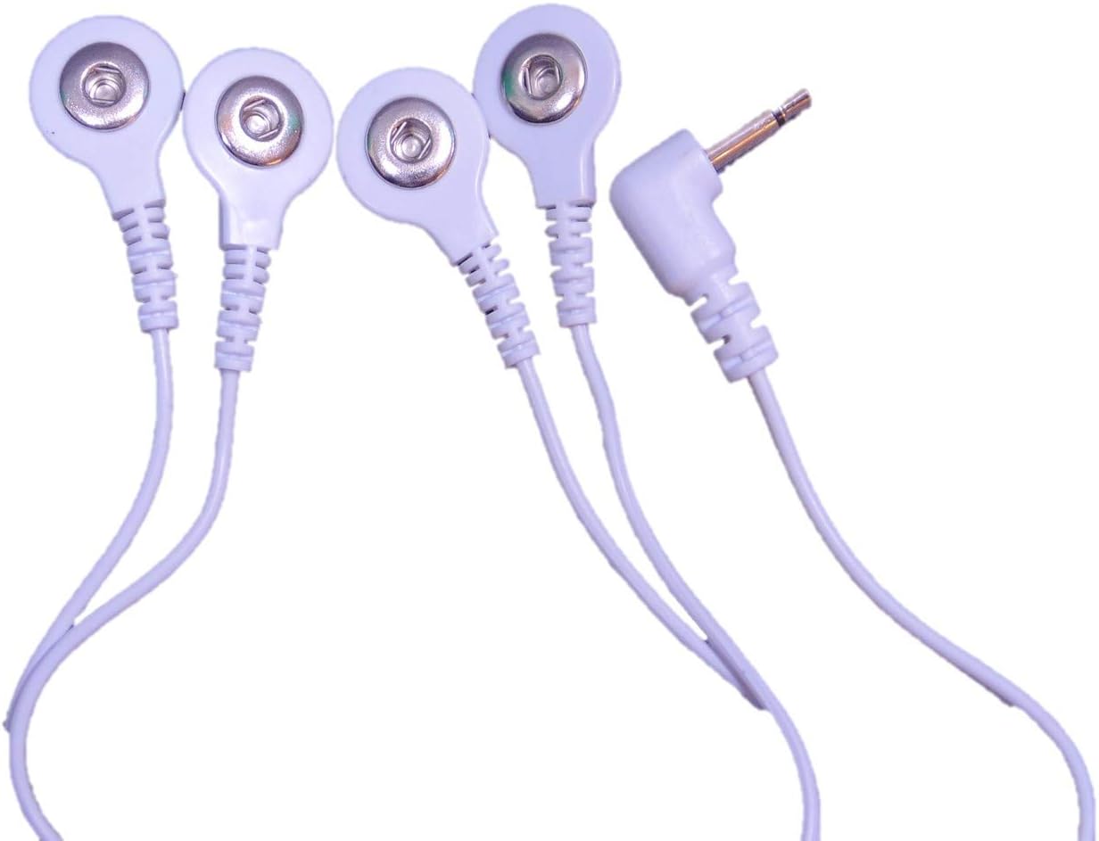 Pair Of Tens Electrode Lead Wires 3.5Mm With 4 Stud/Snap Connectors