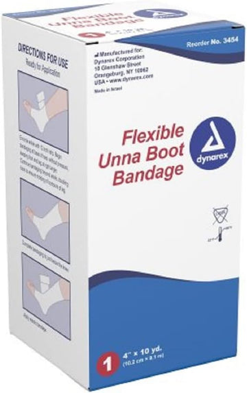 Dynarex Unna Boot Bandage, Individually Packaged, Provides Customized Compression as Treatment for Leg Ulcers with Zinc Oxide, Soft Cast, White, 4” x 10 yds, 1 Bandage : Health & Household