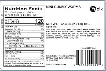 Yupik Mini Gummy Worms, 2.2 Pound, Pack Of 1