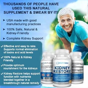 Kidney Restore Kidney Cleanse and Kidney Health Supplement to Support Normal Kidney Function, Vitamins for Kidney Health 60 caps