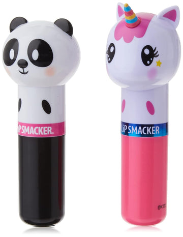 Lip Smacker Lippy Pals Unicorn & Panda, Flavored Moisturizing & Smoothing Soft Shine Lip Balm, Hydrating & Protecting Fun Tasty Flavors, Cruelty-Free & Vegan - Unicorn Magic & Cuddly Cream Puff