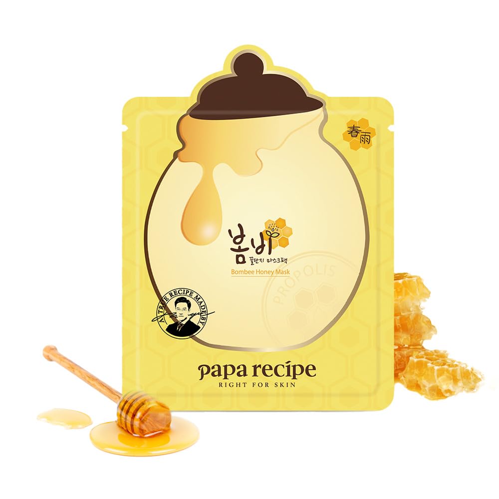 Papa Recipe Bombee Honey Mask Pack 25G * 10 Sheets - Sheet Mask, Facial Skin Care, Deep Moisturizing Serum For Dry Skin - Korean Skin Care, K-Beauty