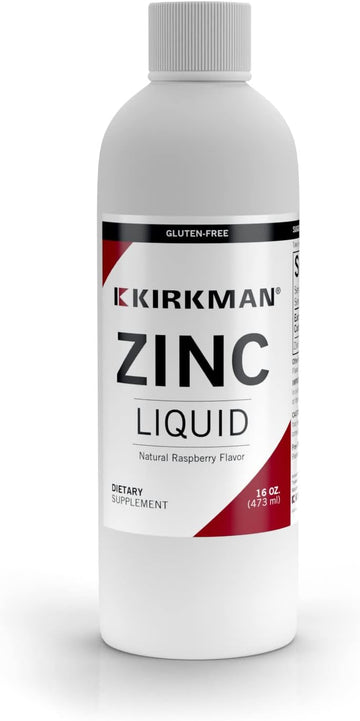 Kirkman – Zinc Liquid - New Formulation –– 16 Oz –– Flavored With Natural Raspberry –– Free Of Common Allergens