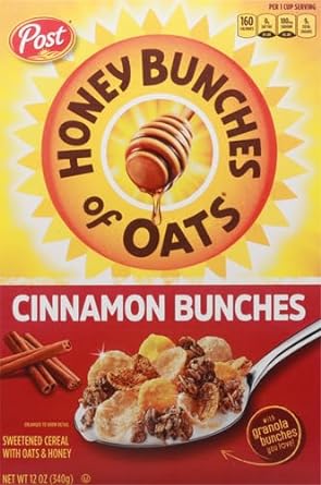 Honey Bunches of Oats Cinnamon Bunches, Heart Healthy, Low Fat, made with Whole Grain Cereal, 12 Ounce