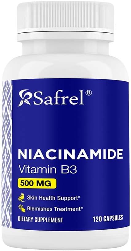 Safrel Niacinamide 500Mg (Vitamin B3) - 120 Capsules - Skin Health & Blemish Support - Non-Gmo, Gluten-Free - Flush-Free Formula - For Men And Women’S Health
